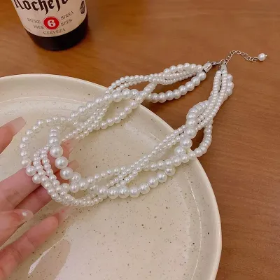 Vintage Multilayer Pearl Choker Necklace